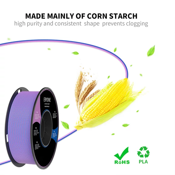 ERYONE Dupla Színű Matt PLA 3D Nyomtató Filament, 1.75mm, 1kg - kék-lila