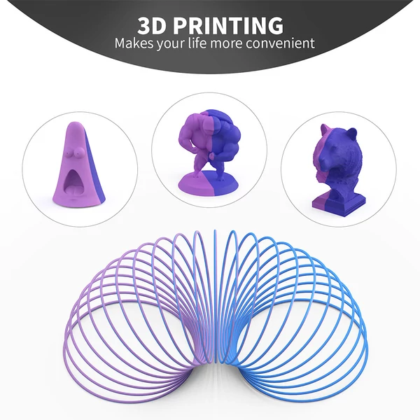 ERYONE Dupla Színű Matt PLA 3D Nyomtató Filament, 1.75mm, 1kg - kék-lila