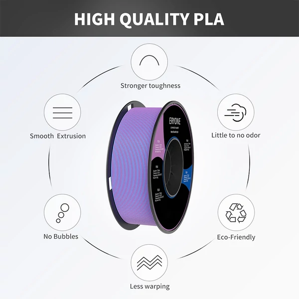 ERYONE Dupla Színű Matt PLA 3D Nyomtató Filament, 1.75mm, 1kg - kék-lila