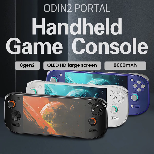 AYN Odin 2 Portal kézi játékkonzol, 7" 1080p 120Hz OLED érintőkijelző, 12GB RAM, 512GB tárhely, 8000mAh, Android 13, WiFi 7, BT 5.3 – Fehér