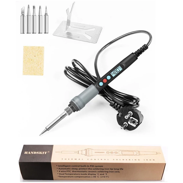 Handskit 926 90W forrasztó készlet, ki/be kapcsoló, állítható hőmérséklet 100-480°C, LCD, 5 fej, tisztító szivacs, állvány, elektronika javításához