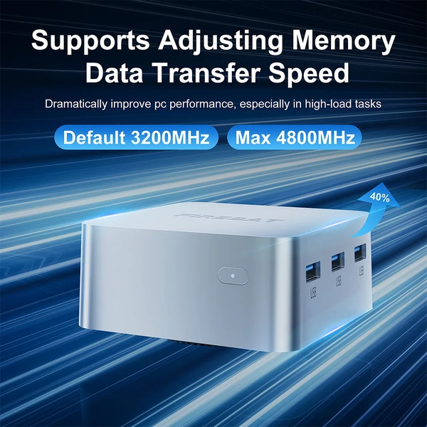 FIREBAT T8 PLUS Mini PC, Intel N100, 4 mag, max. 3.4GHz, 16GB LPDDR5 RAM, 512GB SSD, 3×HDMI 4K, WiFi 5, Bluetooth 4.2, 3×USB3.1, 2×LAN, audio