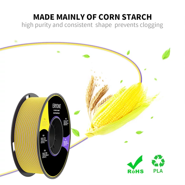ERYONE Dual Color Matt PLA Filament 3D Nyomtatókhoz, 1.75mm +/- 0.03mm Pontosság, 1kg - Sárga és Lila