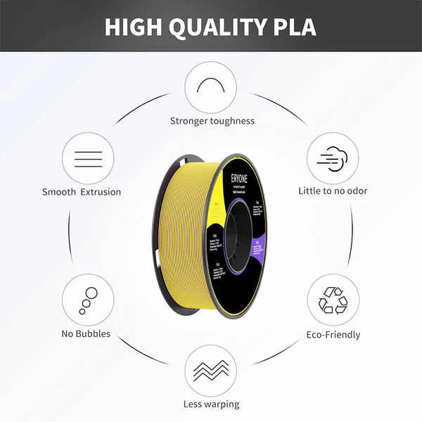 ERYONE Dual Color Matt PLA Filament 3D Nyomtatókhoz, 1.75mm +/- 0.03mm Pontosság, 1kg - Sárga és Lila