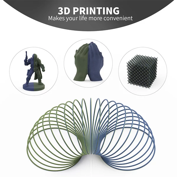ERYONE Dupla Színű Matt PLA 3D Nyomtató Szál, 1.75mm, 1kg, Pontos +/-0.03mm - tengerészkék-olívazöld