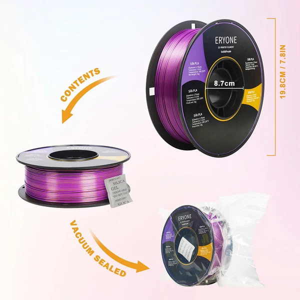 ERYONE Dual Color Silk PLA nyomtató filament 1kg - sárga-lila