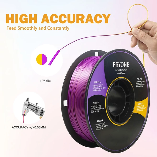 ERYONE Dual Color Silk PLA nyomtató filament 1kg - sárga-lila