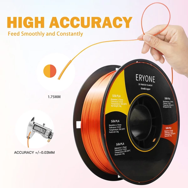 ERYONE Dupla Színű Selyem PLA 3D nyomtató filament 1kg - arany-réz