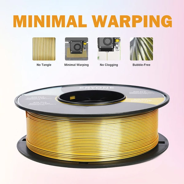 ERYONE két színű selyem PLA nyomtatószál 1,75mm, 1kg, 3D nyomtatóhoz - arany-szürke