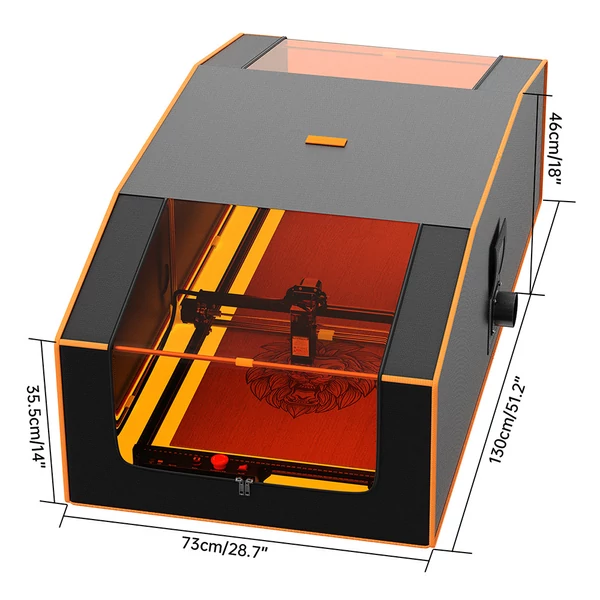 Mecpow FC3 nagyméretű lézergravírozó ház 1300x730x460 mm, tűzálló, ablakkal, ventilátorral, kipufogócsővel