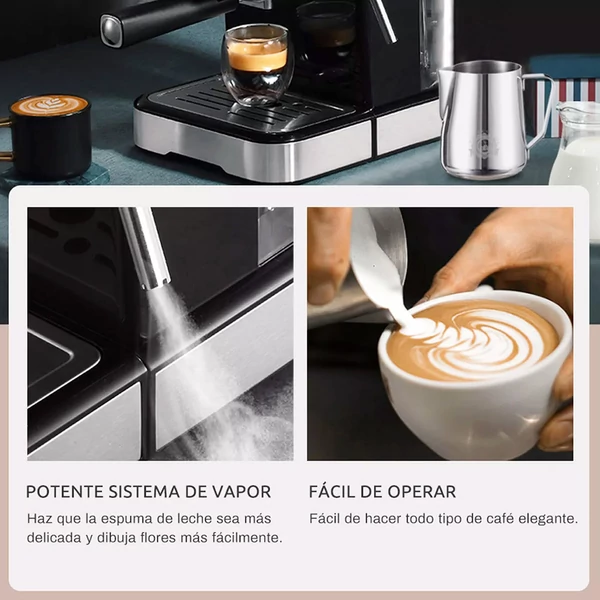HiBREW H5 1050W kávéfőző, 20 bar félautomata cappuccino és eszpresszó gép, 1,5L tartály, hőmérséklet kijelző