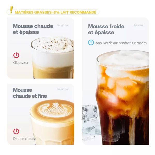 HiBREW M1A 450W Tejhabosító Gép, Automata Tejmelegítő, Csokoládé Mixer, Hideg/Meleg Latte, Cappuccino