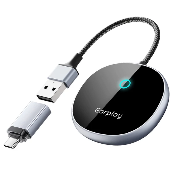 DriFox A22 vezetékesről vezeték nélküli CarPlay adapter, Plug & Play, automatikus csatlakozás, 5.8GHz, hangvezérlés