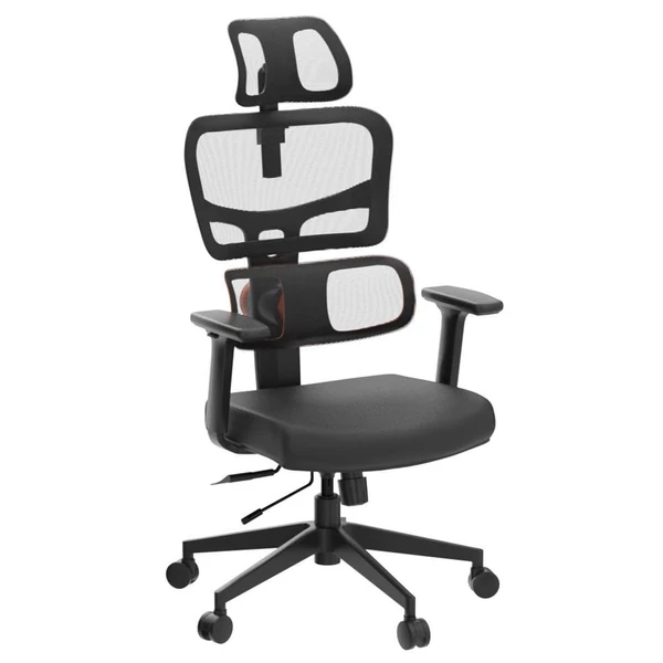 NEWTRAL NT001 ergonomikus szék, adaptív deréktámasz, 3-fokozatú dönthető háttámla, állítható karfa és fejtámla, 5 pozíciós zár, nylon lábkereszt - standard verzió