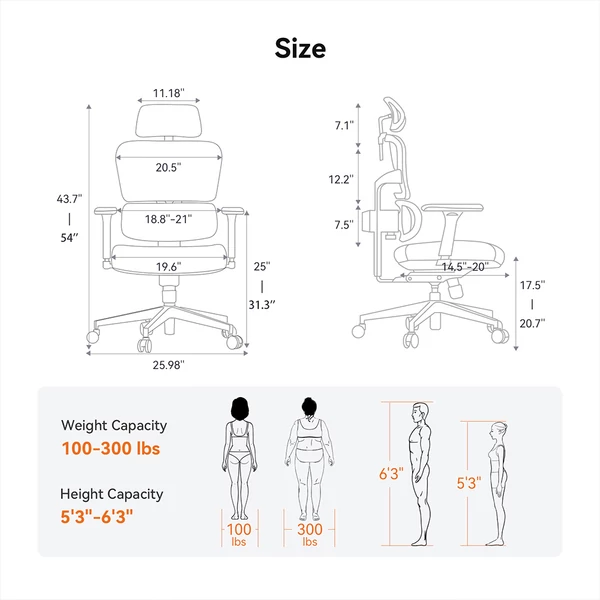 NEWTRAL NT001 ergonomikus szék, adaptív deréktámasz, 3-fokozatú dönthető háttámla, állítható karfa és fejtámla, 5 pozíciós zár, nylon lábkereszt - standard verzió