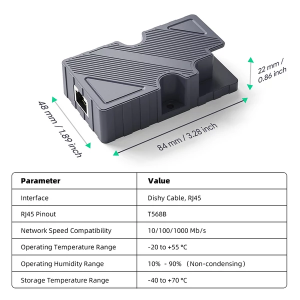 EDUP EP-PW9605 Dishy kábel RJ45 adapter hálózati port konverter Starlinkhez