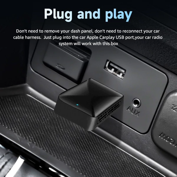 AB019 Vezeték nélküli CarPlay Adapter, Plug and Play, Automatikus Kapcsolódás, Bluetooth 5.0, 5G WiFi, USB csatlakozás