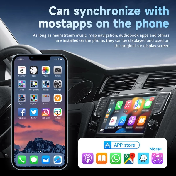 AB019 Vezeték nélküli CarPlay Adapter, Plug and Play, Automatikus Kapcsolódás, Bluetooth 5.0, 5G WiFi, USB csatlakozás