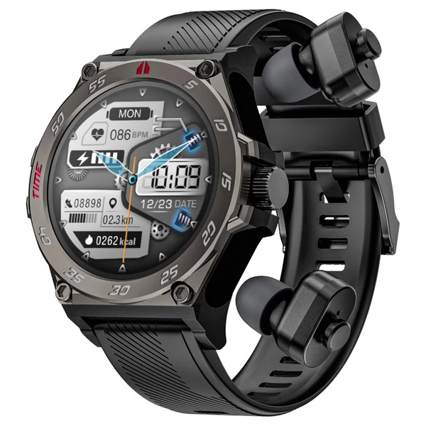 LOKMAT TIME GT 2 az 1-ben okosóra TWS fülhallgatóval, 1,508" AMOLED HD kijelző, 24 órás egészségfigyelés, AI hangasszisztens, 100+ sportmód