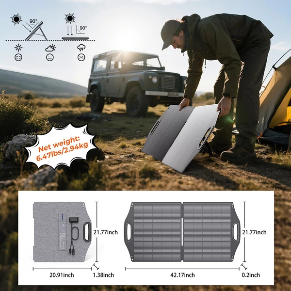 BigBlue SolarPowa 100 TOPCon 100W napelemes panel, PD 45W USB-C, 18W USB-A és MC-4 csatlakozók, IP68 védelem