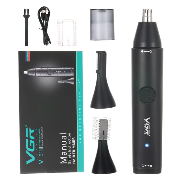 VGR V-613 2 az 1-ben elektromos orrszőrnyíró, hordozható, újratölthető, mosható, 150 perc üzemidő