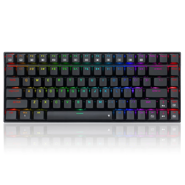 Redragon K629-RGB Phantom mechanikus gamer billentyűzet, 84 gomb, RGB háttérvilágítás, piros switch - fekete