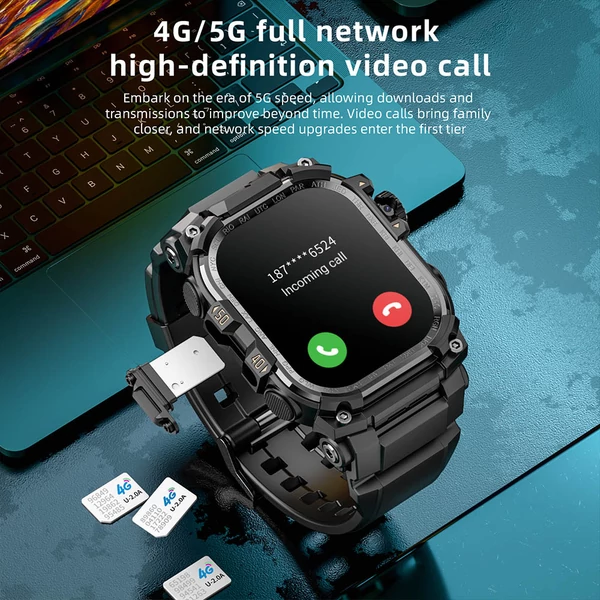 LOKMAT APPLLP 7 MAX okosóra 2,06” AMOLED kijelző, 4G/5G LTE, GPS, pulzusmérés – modern, strapabíró okosóra - Fekete
