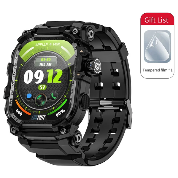 LOKMAT APPLLP 7 MAX okosóra 2,06” AMOLED kijelző, 4G/5G LTE, GPS, pulzusmérés – modern, strapabíró okosóra - Fekete