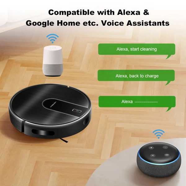 Liectroux N7S-U robotporszívó és felmosó, 6000Pa szívóerő, okostérképezés, WiFi, Alexa, Google, 120 perc üzemidő, kisállatszőr, szőnyeg, padló