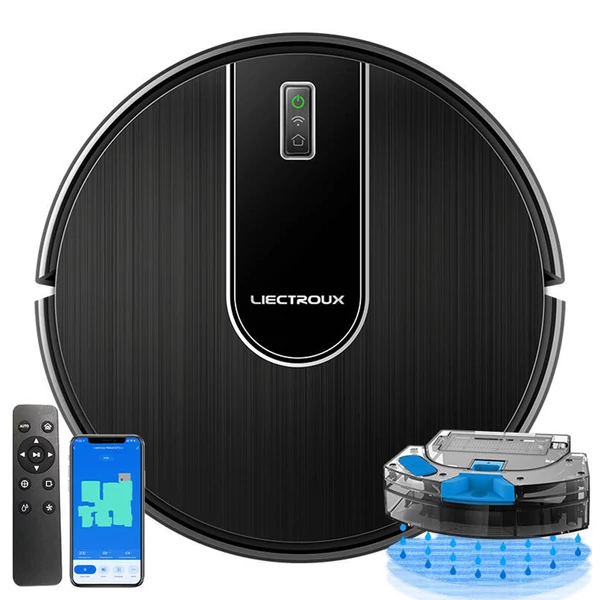 Liectroux N7S-U robotporszívó és felmosó, 6000Pa szívóerő, okostérképezés, WiFi, Alexa, Google, 120 perc üzemidő, kisállatszőr, szőnyeg, padló