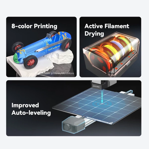 Anycubic Kobra 3 V2 Combo 3D nyomtató + 4kg szivárvány PLA filament – Precíz, színes nyomtatás, profi minőség