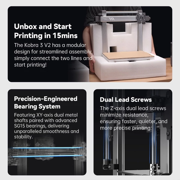 Anycubic Kobra 3 V2 Combo 3D nyomtató + 4kg szivárvány PLA filament – Precíz, színes nyomtatás, profi minőség