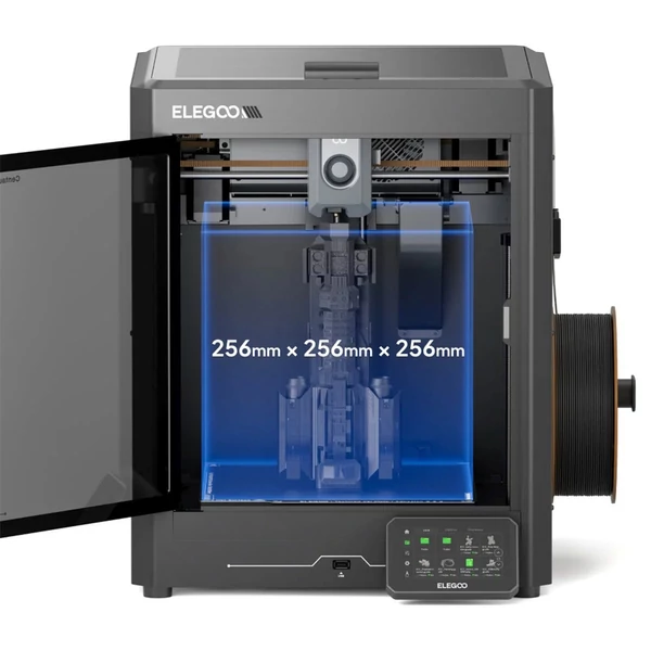 Elegoo Centauri Carbon 3D nyomtató, CoreXY, 500 mm/s sebesség, 320°C fúvóka, karbon szálas/PLA/ABS kompatibilis, LED világítás, 256x256x256mm munkatér