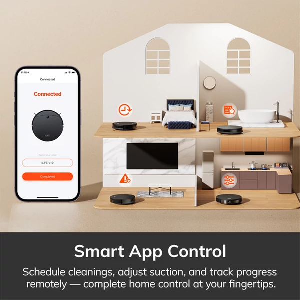 ILIFE V10 robotporszívó, 5000Pa szívóerő, 120 perc üzemidő, giroszkópos navigáció, önálló töltés, WiFi, applikáció, Alexa vezérlés