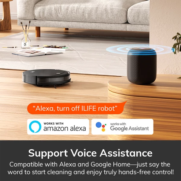 ILIFE V10 robotporszívó, 5000Pa szívóerő, 120 perc üzemidő, giroszkópos navigáció, önálló töltés, WiFi, applikáció, Alexa vezérlés