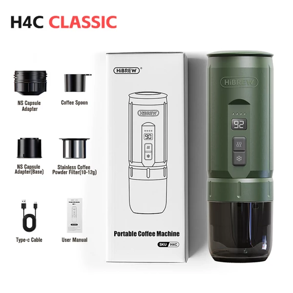 HIBREw H4C kézi hordozható espresso készítő – kávéfőző kempinghez, utazáshoz és otthoni használatra, zöld – klasszikus