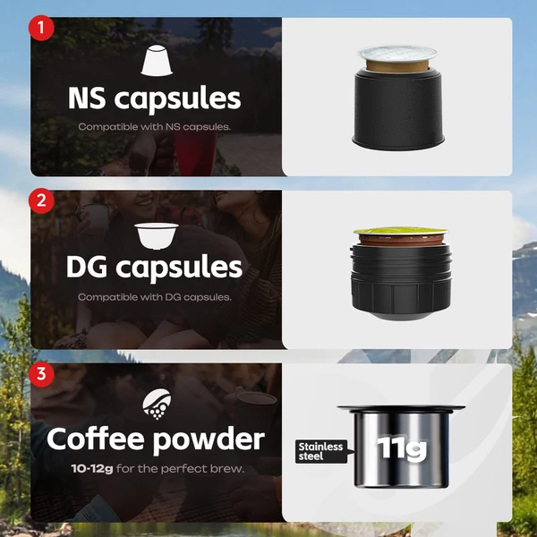 HIBREW H4C kézi hordozható espresso készítő – kávéfőző kempinghez, utazáshoz és otthoni használatra, zöld – klasszikus