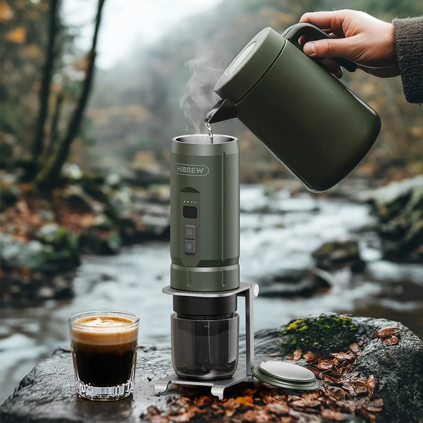 HIBREW H4C kézi hordozható espresso készítő – kávéfőző kempinghez, utazáshoz és otthoni használatra, zöld – klasszikus