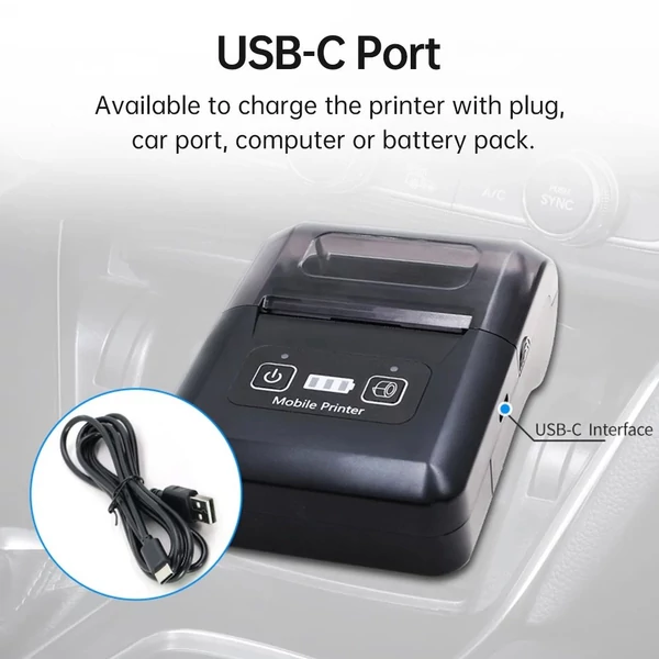 H20 58mm kompakt hőnyomtató, vezeték nélküli Bluetooth és USB, étterem, kiskereskedelem, kisvállalkozás számára