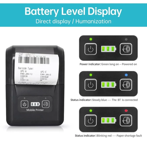 H20 58mm kompakt hőnyomtató, vezeték nélküli Bluetooth és USB, étterem, kiskereskedelem, kisvállalkozás számára