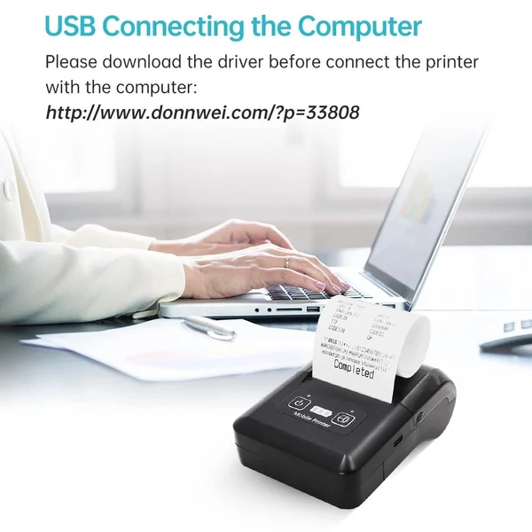 H20 58mm kompakt hőnyomtató, vezeték nélküli Bluetooth és USB, étterem, kiskereskedelem, kisvállalkozás számára