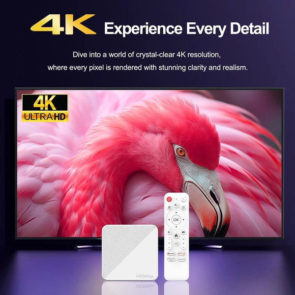 H96 Max H313 Android 14 TV Box, 2GB RAM 16GB ROM, 4K UHD, WiFi 6, Chromecast, Google Play, HDMI, USB, Ethernet, TF kártya támogatás