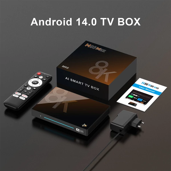 H96 Max M9S Android 14 TV Box – 8GB RAM, 128GB ROM, 8 magos RK3576, 8K AV1, WiFi 6, Bluetooth 5.4, HDMI2.1, USB3.0, gigabites LAN, SPDIF, audio