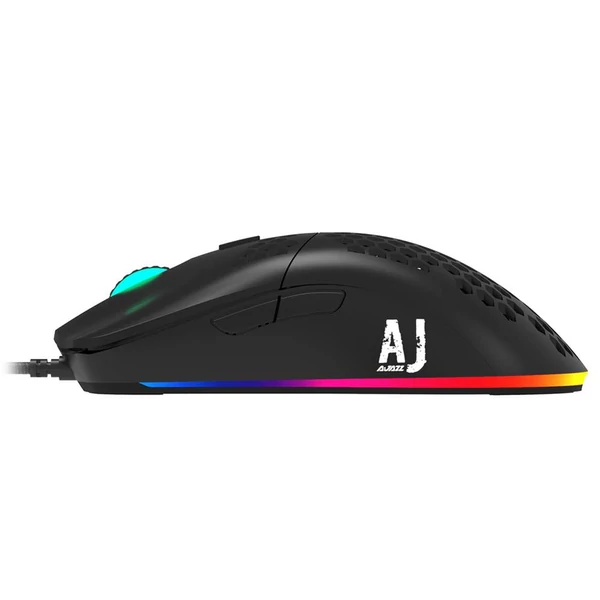 Ajazz AJ390 ultrakönnyű optikai vezetékes egér, RGB világítás, 16000 DPI, 7 gomb, lyukacsos kialakítás