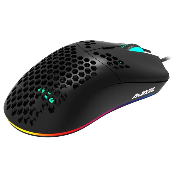 Ajazz AJ390 ultrakönnyű optikai vezetékes egér, RGB világítás, 16000 DPI, 7 gomb, lyukacsos kialakítás