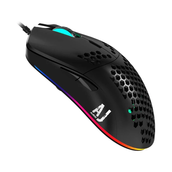 Ajazz AJ390 ultrakönnyű optikai vezetékes egér, RGB világítás, 16000 DPI, 7 gomb, lyukacsos kialakítás