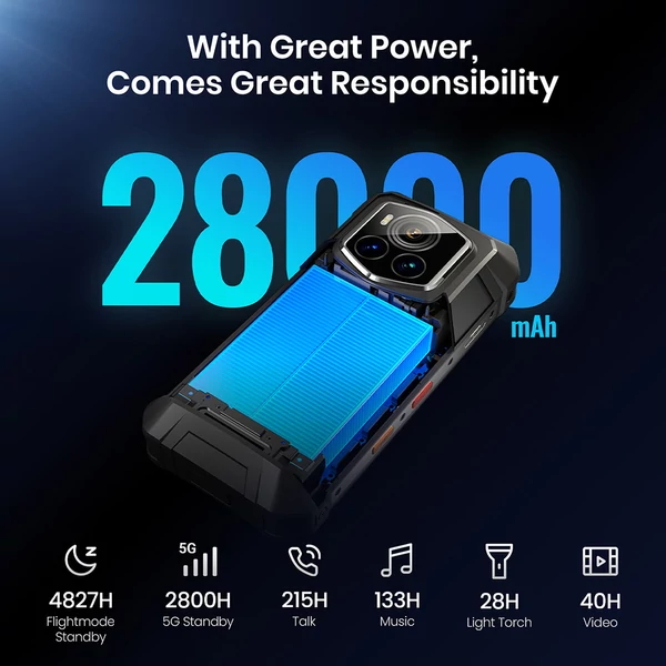 FOSSiBOT F107 Pro strapabíró okostelefon, 12+512GB, 6,95" kijelző, 28 000mAh akkumulátor, 200MP AI kamera, 66W gyorstöltés, éjjellátó, 5G