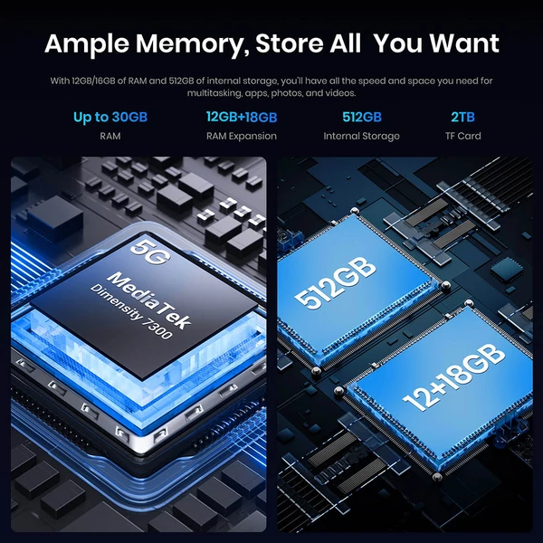 FOSSiBOT F107 Pro strapabíró okostelefon, 12+512GB, 6,95" kijelző, 28 000mAh akkumulátor, 200MP AI kamera, 66W gyorstöltés, éjjellátó, 5G