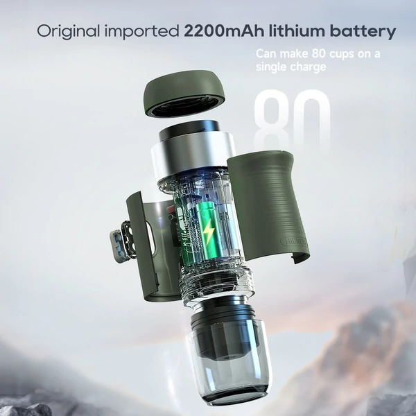 HiBREW H4B vezeték nélküli hordozható 3 az 1-ben eszpresszó kávéfőző, 15 bar nyomás, 2200mAh újratölthető akkumulátor, adapterrel, tároló táskával, tartóval