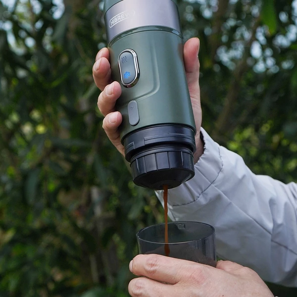 HiBREW H4B vezeték nélküli hordozható 3 az 1-ben eszpresszó kávéfőző, 15 bar nyomás, 2200mAh újratölthető akkumulátor, adapterrel, tároló táskával, tartóval